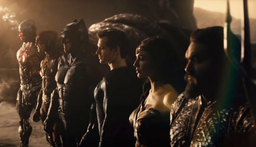 (Left to Right) Cyborg (Ray Fisher), The Flash (Ezra Miller), Batman (Ben Afflceck), Superman (Henry Cavill), Wonder Woman (Gal Gadot), and Aquaman (Jason Mamoa) in Zack Snyder’s Justice League.

