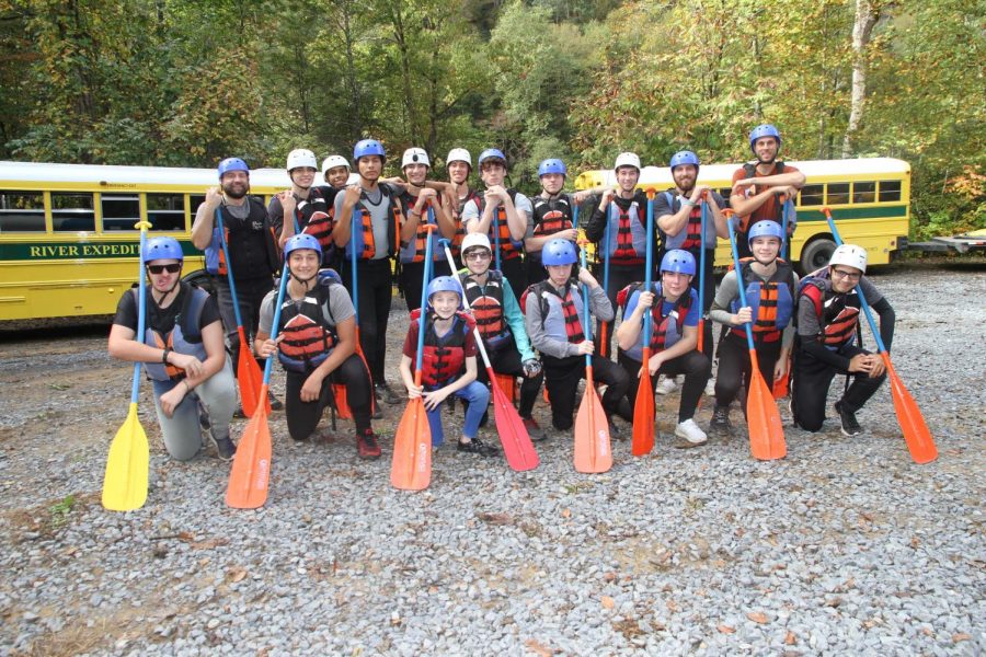 The outdoor club after taking on the rapids of the New River, led by Mr. Coccitti and Mr. Schaefer.